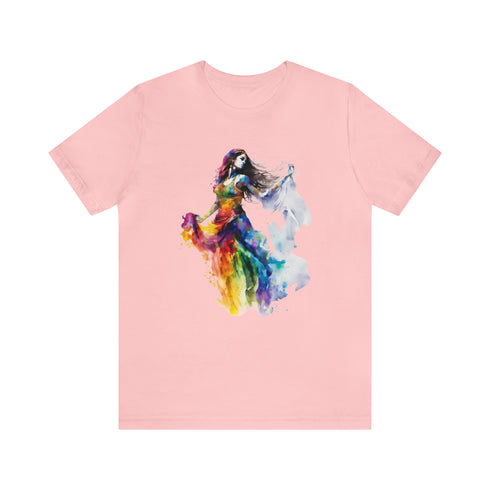 Rainbow Belly Dancer's Pose - Short Sleeve Tee Pink